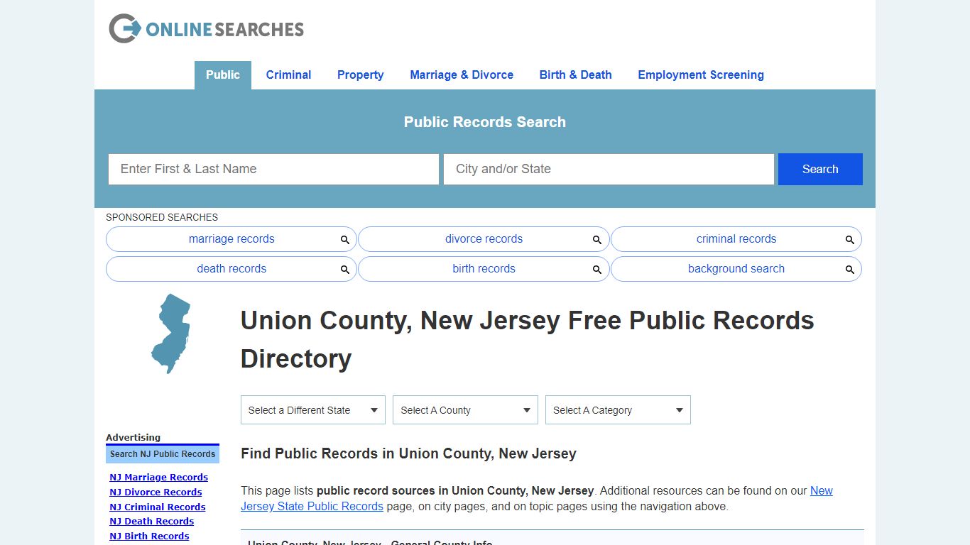 Union County, New Jersey Public Records Directory